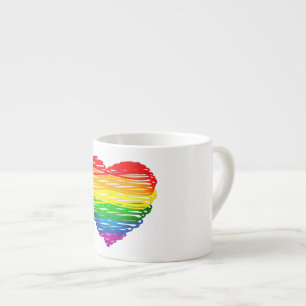 SlipperyJoes herz in Regenbogenfarben mit kritzeli Espressotasse