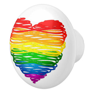 SlipperyJoes herz in Regenbogenfarben mit kritzeli Keramikknauf