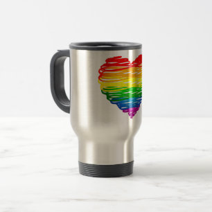 SlipperyJoes herz in Regenbogenfarben mit kritzeli Reisebecher