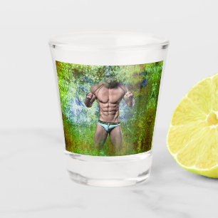 SlipperyJoe's hochmuskelbemanter erwachsener Mann Schnapsglas