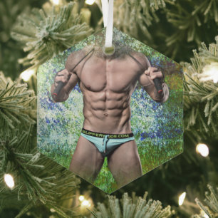 SlipperyJoe's hochmuskelbiger erwachsener Mann ohn Ornament Aus Glas