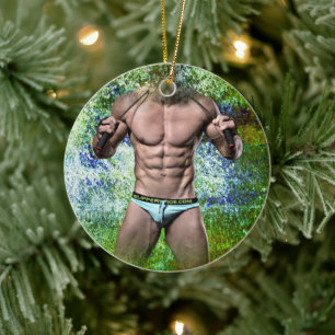 SlipperyJoe's hochmuskelöser erwachsener Mann ober Keramik Ornament