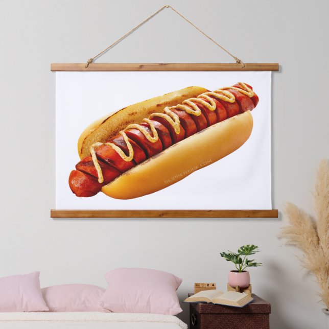 SlipperyJoe's Hot Dog verschachtelt weiche Knochen Wandteppich Mit Holzrahmen (Schlafzimmer)