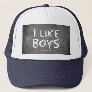 SlipperyJoe's I Like Boys schmutzige schwarze Tafe Truckerkappe