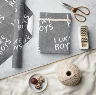 SlipperyJoe's I Like Boys schmutziges Chalkboard S Geschenkpapier