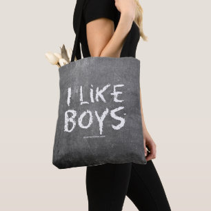 SlipperyJoe's Ich mag Jungs dreckige schwarze Tafe Tasche