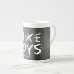 SlipperyJoe's Ich mag Jungs dreckiges Chalkboard-S Prozellantasse