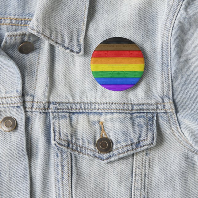 SlipperyJoe's Inclusive Gay Pride Flag strukturier Button (Beispiel)