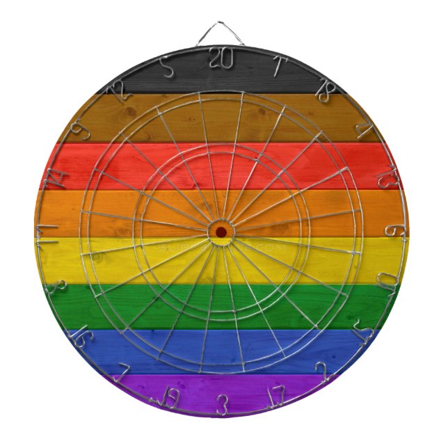 SlipperyJoe's Inclusive Gay Pride Flag strukturier Dartscheibe (vorne)
