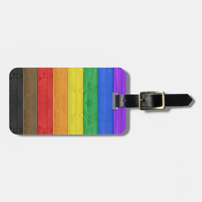 SlipperyJoe's Inclusive Gay Pride Flag strukturier Gepäckanhänger (Vorderseite horizontal)