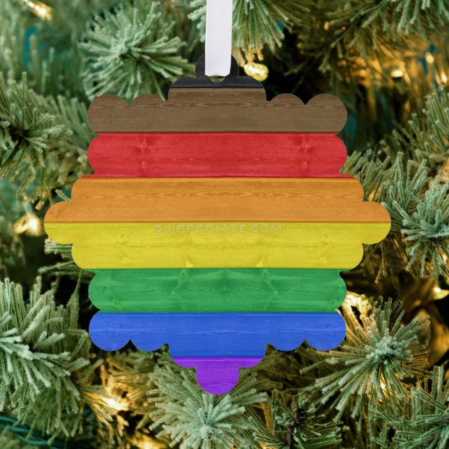 SlipperyJoe's Inclusive Gay Pride Flag strukturier Ornament Karte (Insitu (Baum))