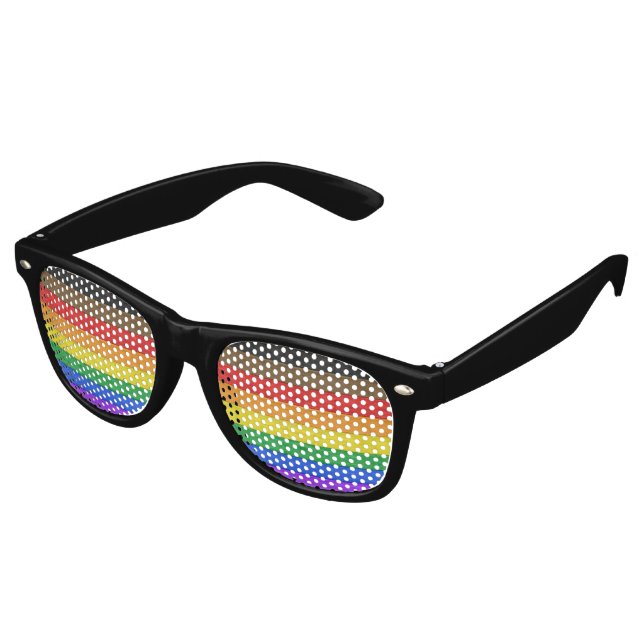 SlipperyJoe's Inclusive Gay Pride Flag strukturier Partybrille (Schrägansicht)
