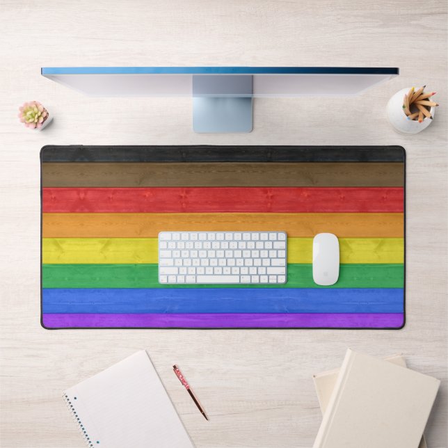 SlipperyJoe's Inclusive Gay Pride Flag strukturier Schreibtischunterlage (Büro 1)