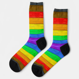 SlipperyJoe's Inclusive Gay Pride Flag strukturier Socken
