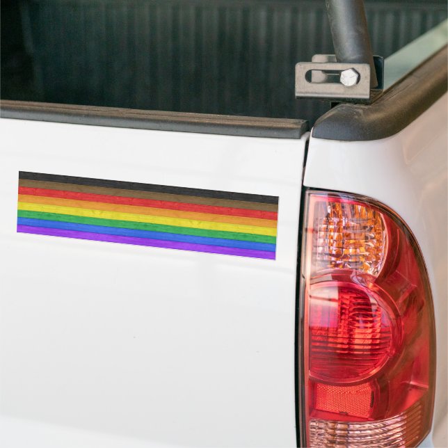 SlipperyJoe's inclusive gay pride flag wooden blac Autoaufkleber (Auf Lkw)