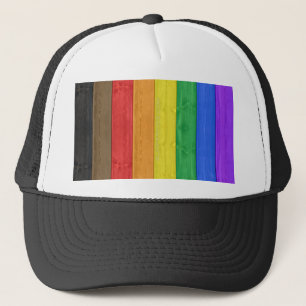 SlipperyJoe's inklusive Gay Pride Fahne Holzblau Truckerkappe