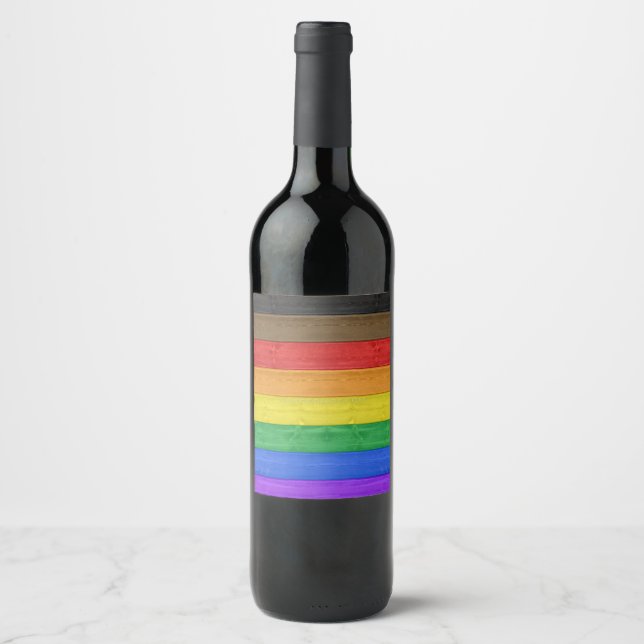 SlipperyJoe's inklusive Gay Pride Fahne Holzblau Weinetikett (Vorderseite)