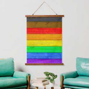 SlipperyJoe's inklusive schwule Regenbogenflagge t Wandteppich Mit Holzrahmen