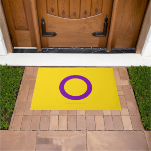 SlipperyJoe's Intersex-Stolzflagge gelber Hintergr Fußmatte