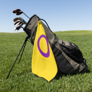 SlipperyJoe's Intersex-Stolzflagge gelber Hintergr Golfhandtuch