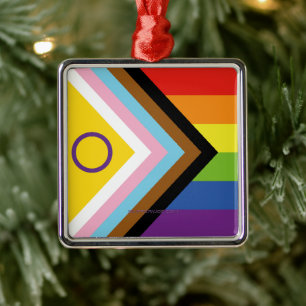 SlipperyJoe's Intersex-Stolzflagge gelber Hintergr Ornament Aus Metall