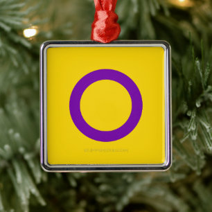 SlipperyJoe's Intersex-Stolzflagge gelber Hintergr Ornament Aus Metall