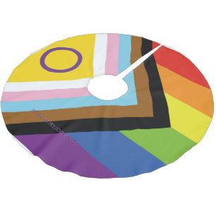 SlipperyJoe's Intersex-Stolzflagge gelber Hintergr Polyester Weihnachtsbaumdecke