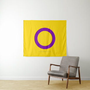 SlipperyJoe's Intersex-Stolzflagge gelber Hintergr Wandteppich