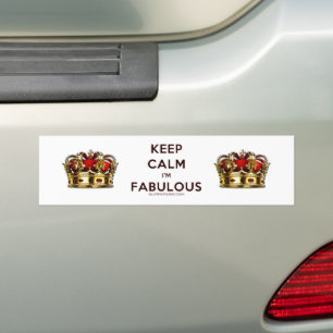 SlipperyJoe's keep calm fabulous goldene Krone rot Autoaufkleber