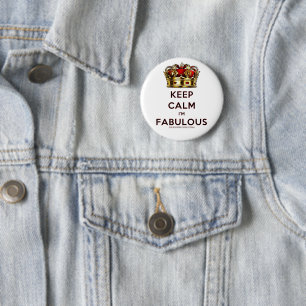 SlipperyJoe's keep calm fabulous goldene Krone rot Button