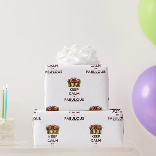 SlipperyJoe's keep calm fabulous goldene Krone rot Geschenkpapier