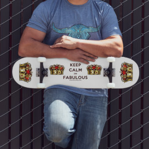SlipperyJoe's keep calm fantastische goldene Krone Skateboard