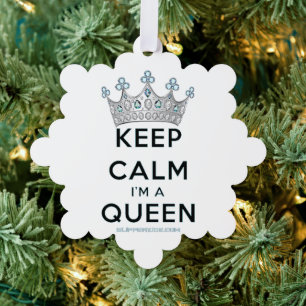 SlipperyJoe's keep calm Königin poliertes Silber K Ornament Karte