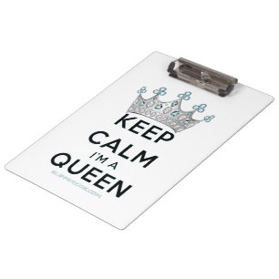 SlipperyJoe's Keep-Calm-Queen polierter Silber-Kra Klemmbrett