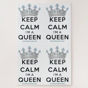 SlipperyJoe's Keep Calm Queen poliertes Silber-Kro