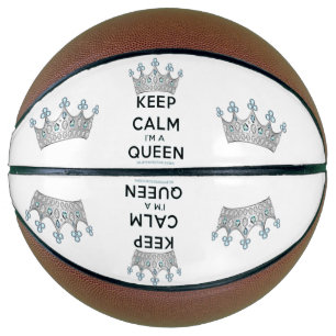 SlipperyJoe's Keep Calm Queen poliertes Silber-Kro Basketball