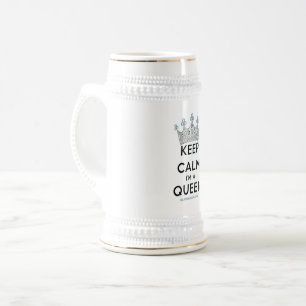 SlipperyJoe's Keep-Calm-Queen poliertes Silber-Kro Bierglas