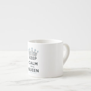 SlipperyJoe's Keep-Calm-Queen poliertes Silber-Kro Espressotasse