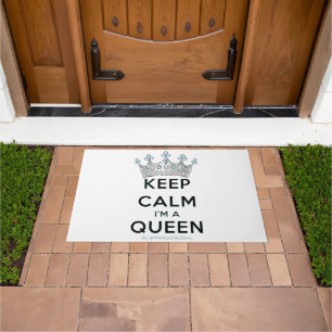 SlipperyJoe's Keep-Calm-Queen poliertes Silber-Kro Fußmatte
