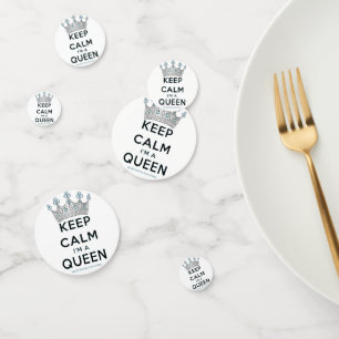 SlipperyJoe's Keep Calm Queen poliertes Silber-Kro Konfetti