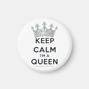 SlipperyJoe's Keep Calm Queen poliertes Silber-Kro Magnet