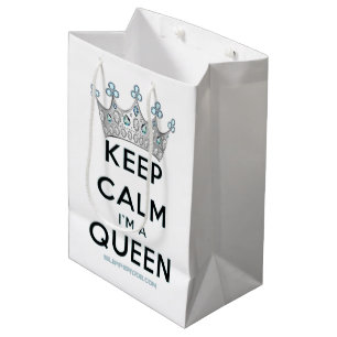 SlipperyJoe's Keep-Calm-Queen poliertes Silber-Kro Mittlere Geschenktüte