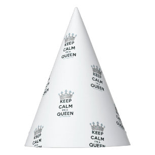 SlipperyJoe's Keep-Calm-Queen poliertes Silber-Kro Partyhütchen