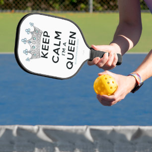 SlipperyJoe's Keep-Calm-Queen poliertes Silber-Kro Pickleball Schläger