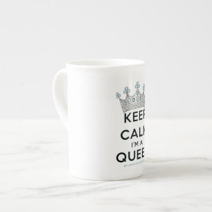 SlipperyJoe's Keep-Calm-Queen poliertes Silber-Kro Prozellantasse