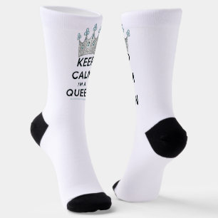 SlipperyJoe's Keep-Calm-Queen poliertes Silber-Kro Socken