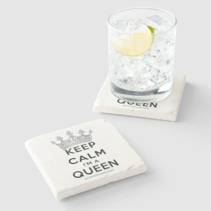 SlipperyJoe's Keep-Calm-Queen poliertes Silber-Kro Steinuntersetzer