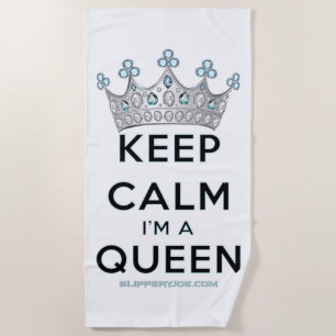 SlipperyJoe's Keep-Calm-Queen poliertes Silber-Kro Strandtuch