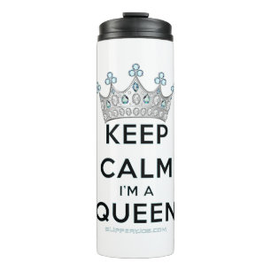 SlipperyJoe's Keep-Calm-Queen poliertes Silber-Kro Thermosbecher