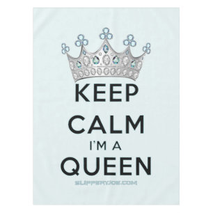 SlipperyJoe's Keep Calm Queen poliertes Silber-Kro Tischdecke